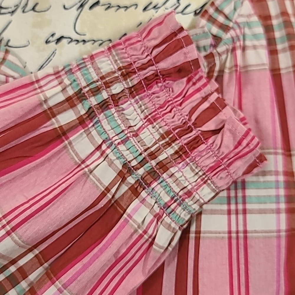 J Crew NWT Plaid Mini Dress Ruffle Trim Sweet Briar Marine Salt Pink - Picture 8 of 10